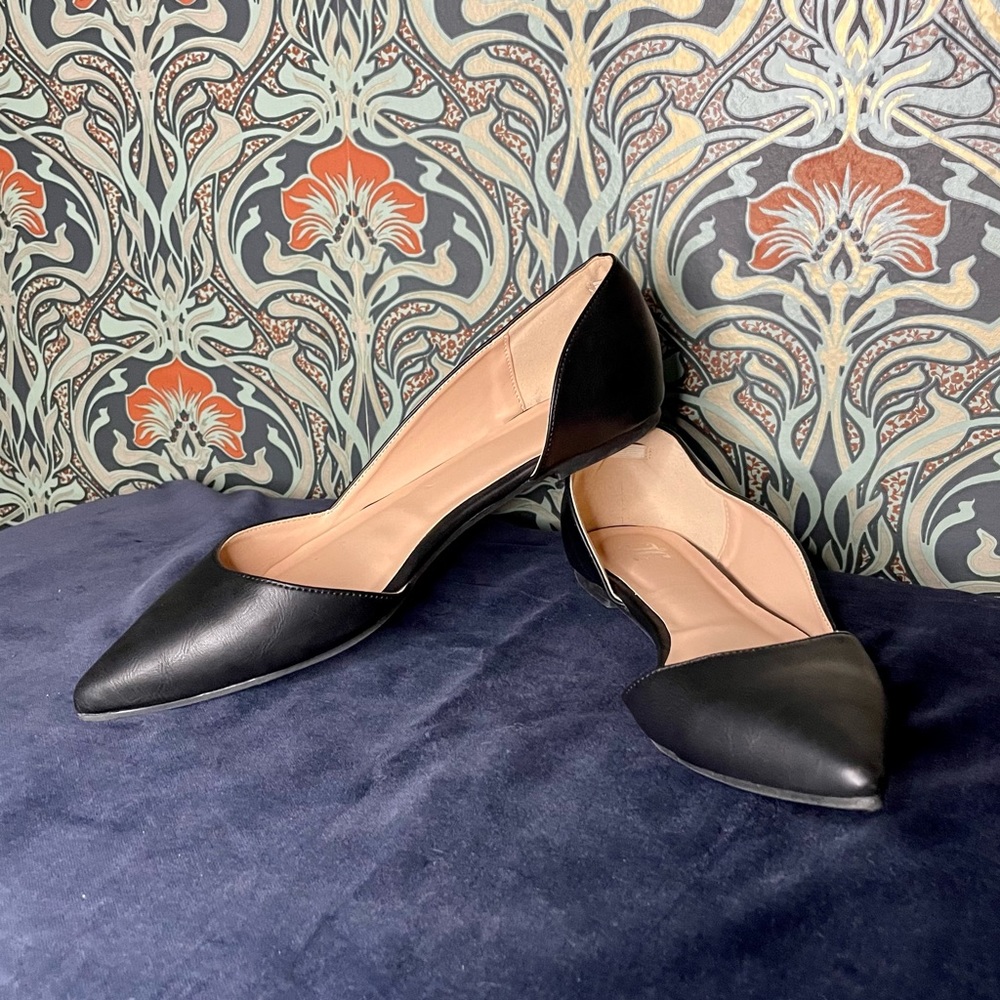 Journee Collection Ester d'Orsay Flat—Pointed toe vegan leather black, Size 11